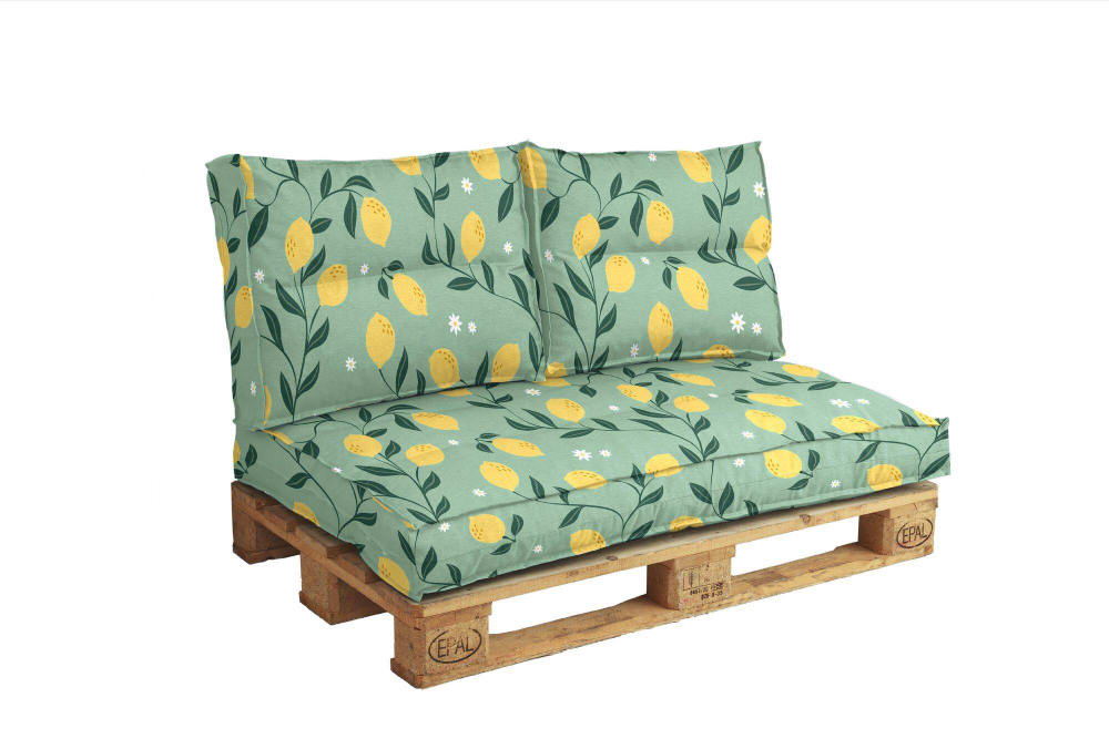 Dossier coussin palette en polyester citronnade 60 x 50 cm