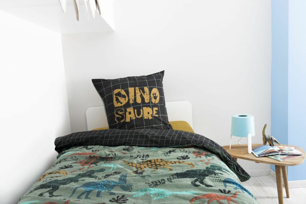 Parure housse de couette coton vert 140x200 cm