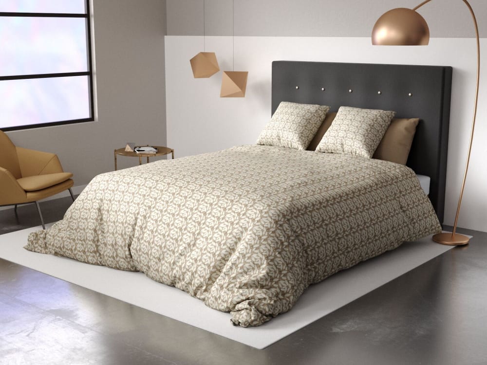 Parure housse de couette polyester imprimée + 2 taies 200x200 cm