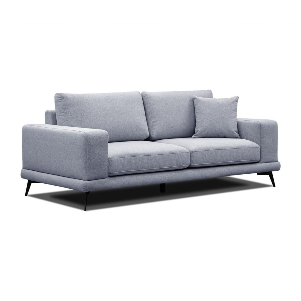 Canapé droit 3 places tissu bleu clair