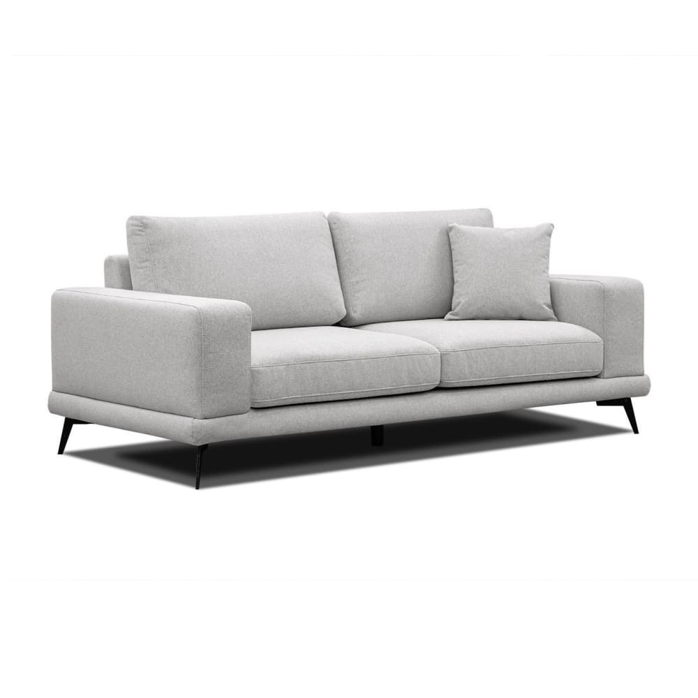 Canapé droit 3 places tissu gris argenté