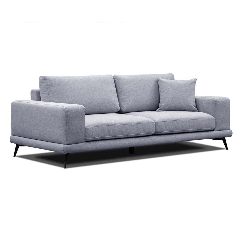 Canapé droit xxl 3 places tissu bleu clair - Maisons du Monde