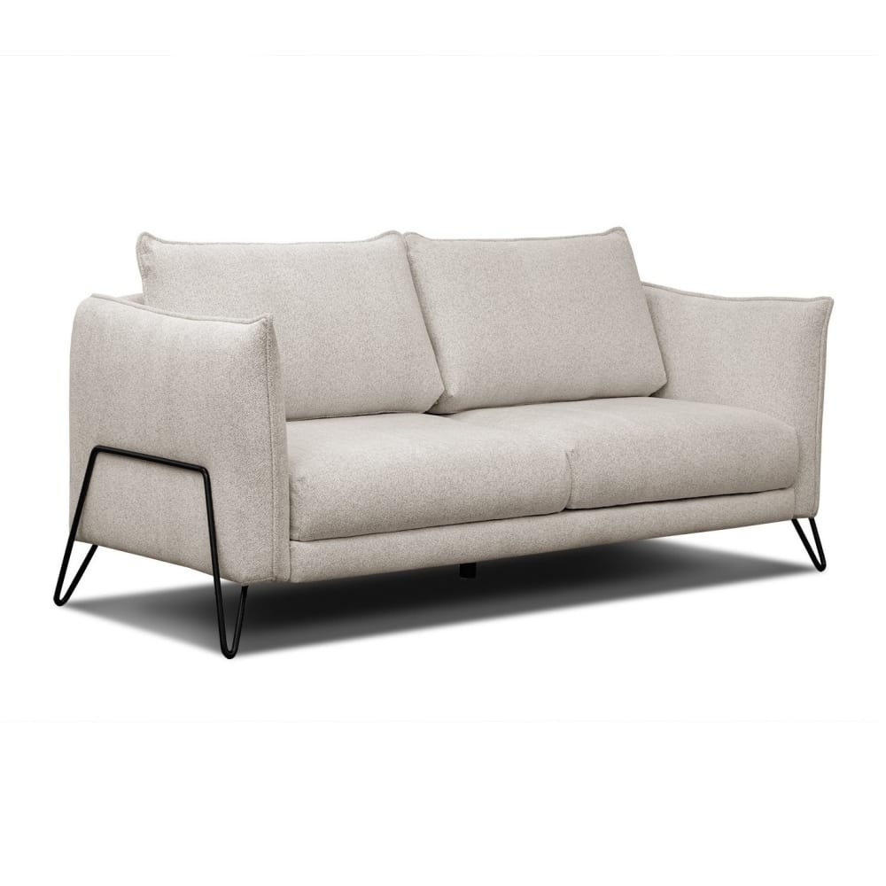 Canapé droit 3 places tissu beige clair