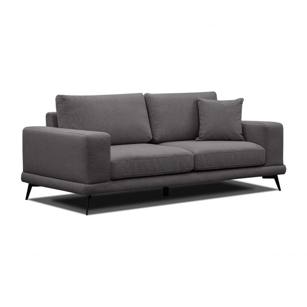 Canapé droit 3 places tissu gris foncé