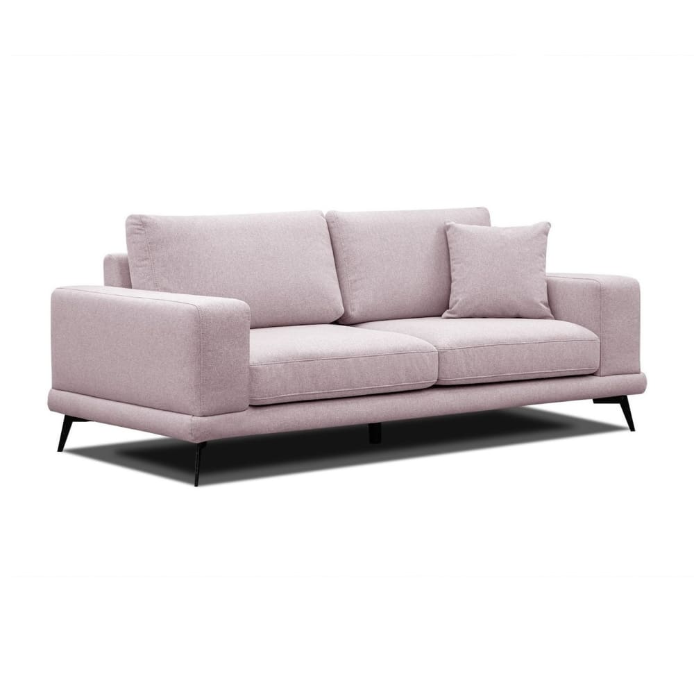 Wozimo Canapé droit 3 places tissu rose style contemporain - Bois