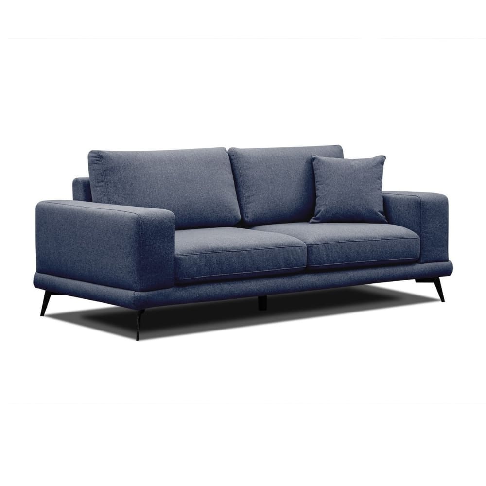 Canapé droit 3 places tissu bleu foncé