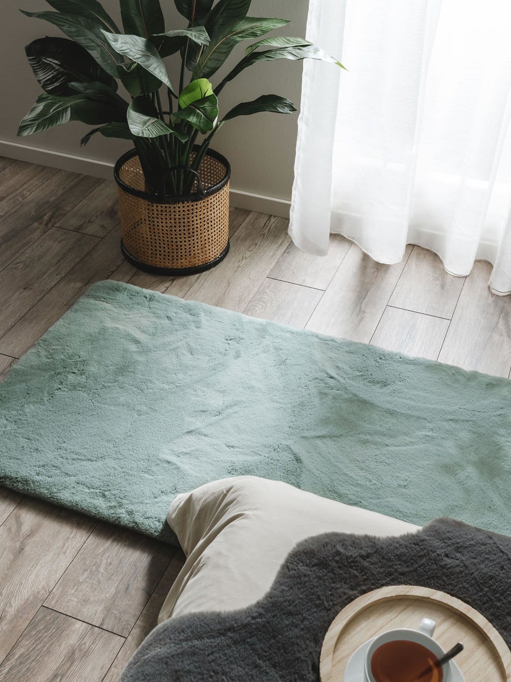 Tapis de fausse fourrure menthe 80x240 — vue 4