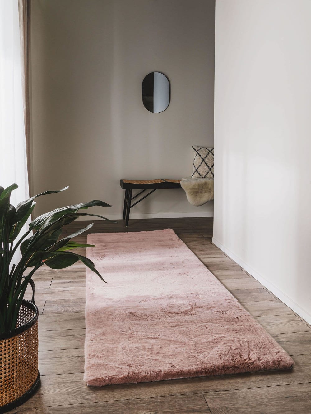 Tapis de fausse fourrure rose 80x240 — vue 3
