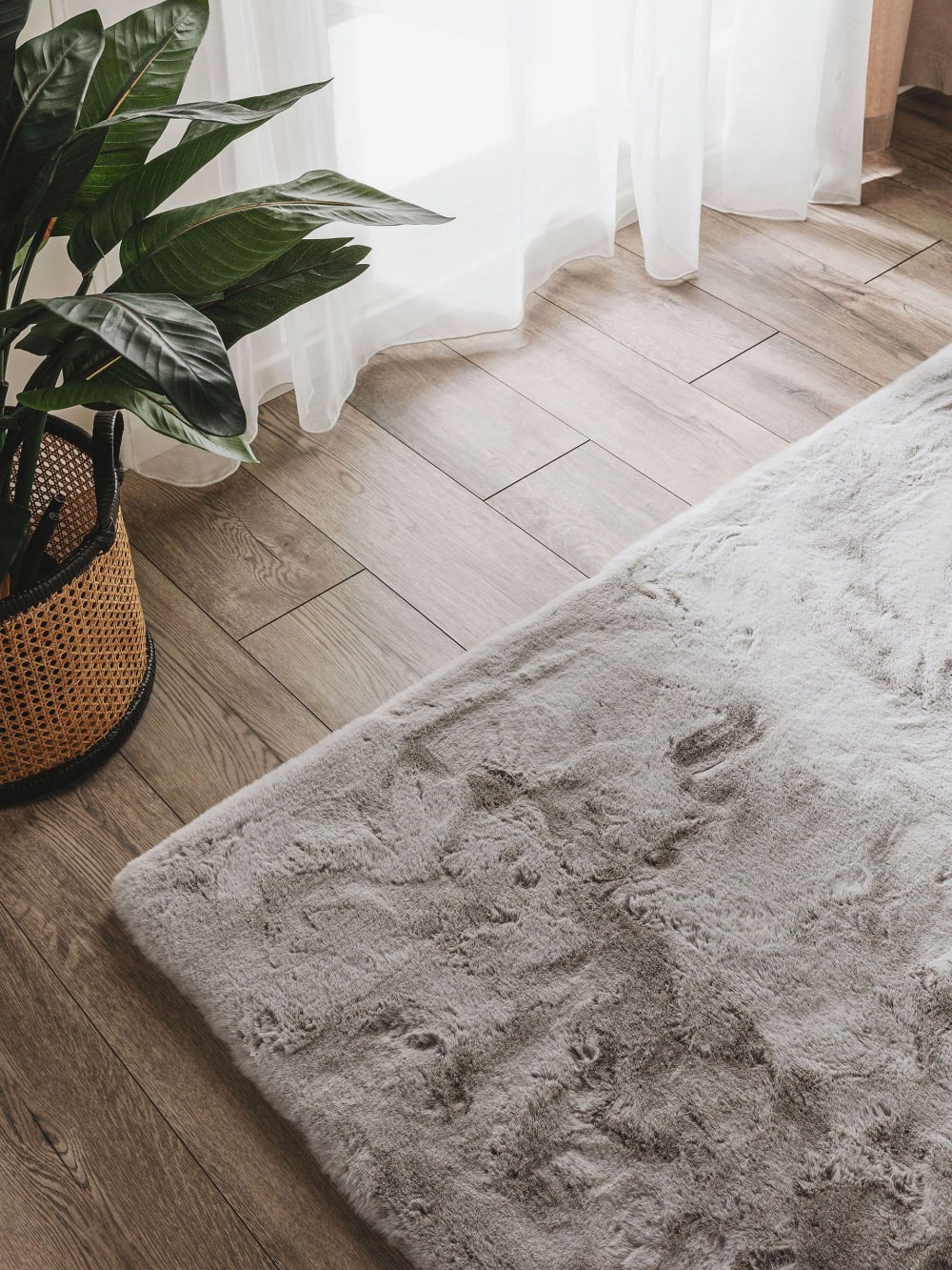 Tapis de fausse fourrure gris 80x240 — vue 4
