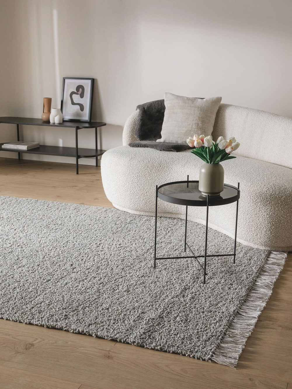 Tapis double face gris clair 120x170 — vue 3