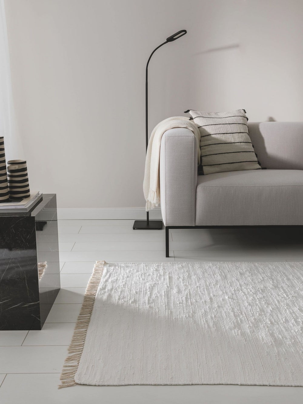 Tapis fabriqué à partir de matériaux recyclés blanc 80x150 — vue 3