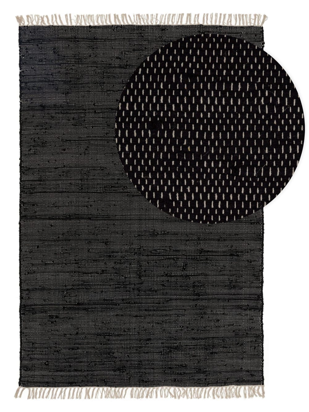Tapis fabriqué à partir de matériaux recyclés noir 70x120