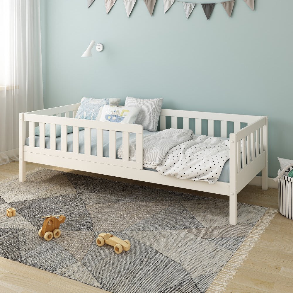 Lit banquette pin massif blanc 90x200 - Maisons du Monde