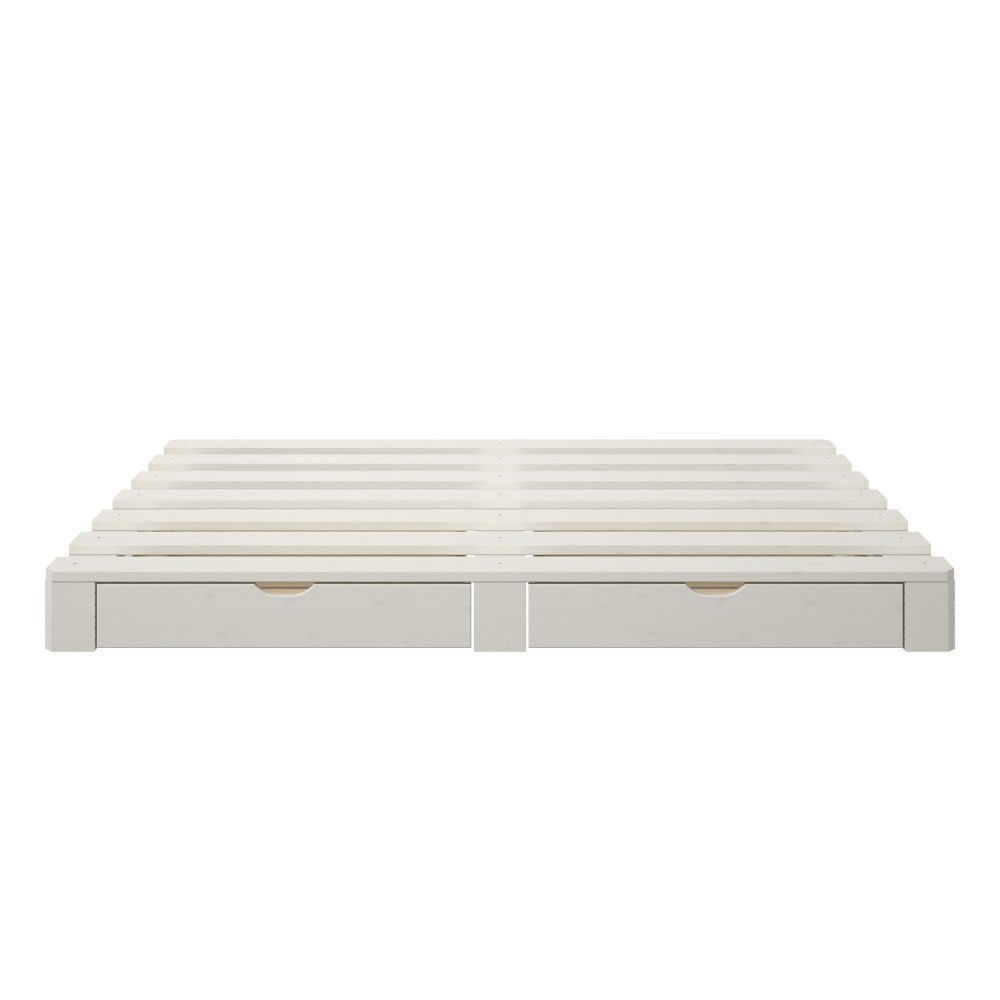 Lit palette avec tiroirs en pin blanc 140x200 - Maisons du Monde