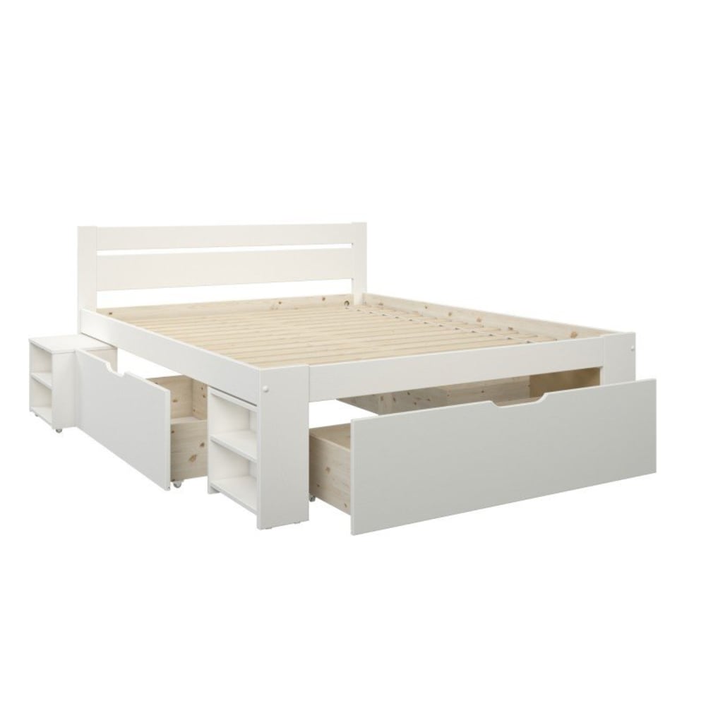 Lit multi-rangements en pin blanc 140x200 - Maisons du Monde