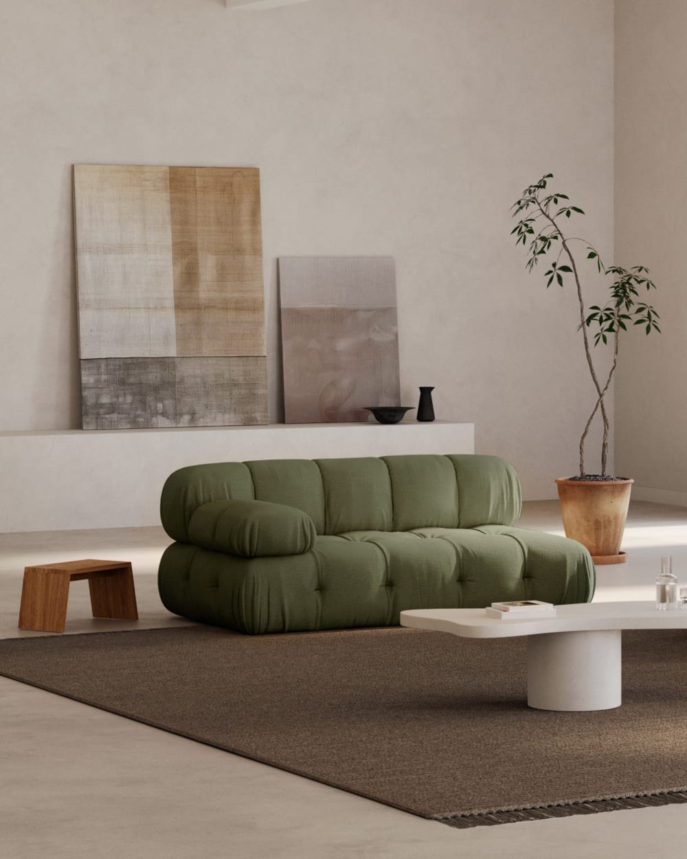 Canapé vert chaise longue droite 165x99 cm