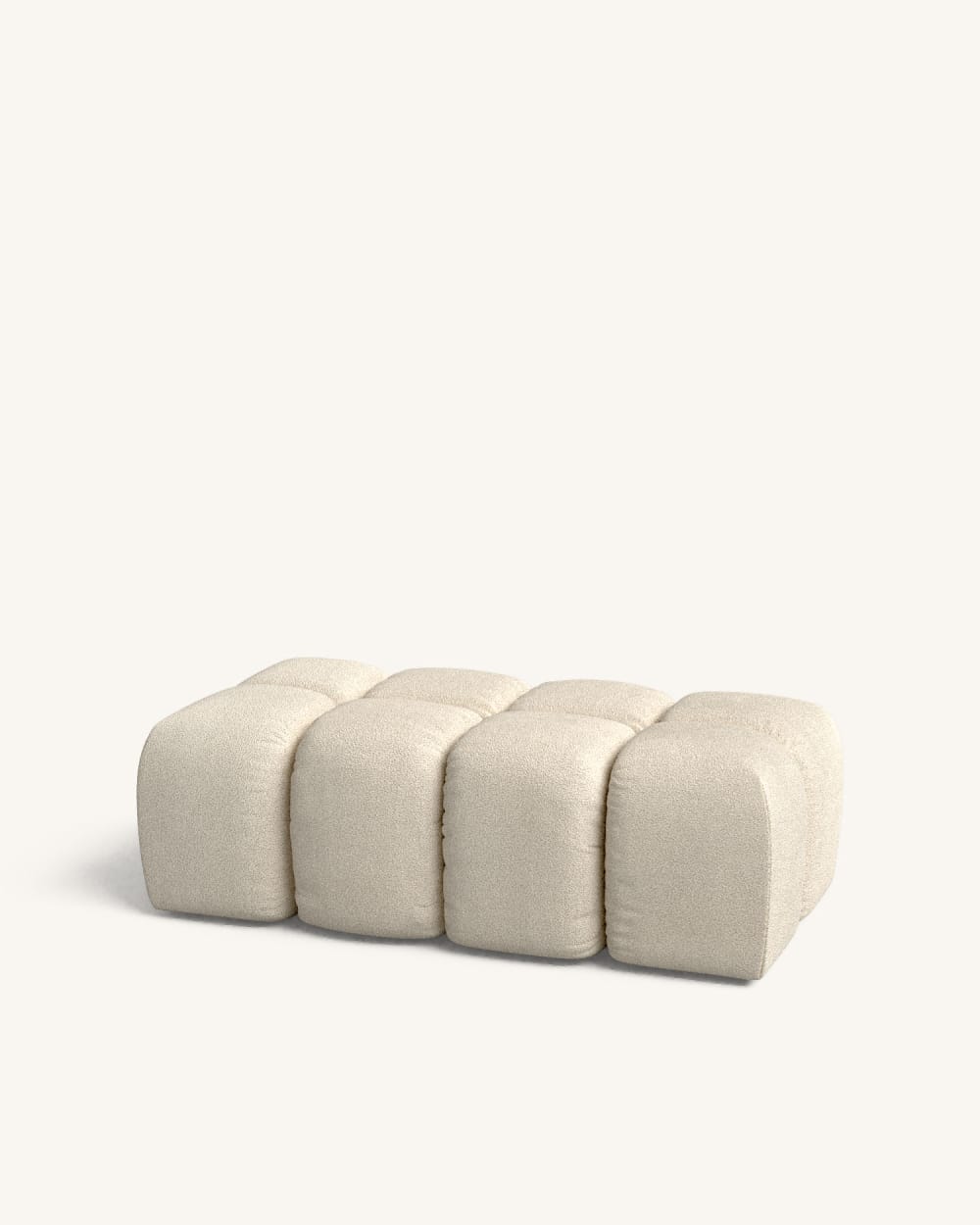 Pouf repose-pieds bouclé beige 128 x 64 cm