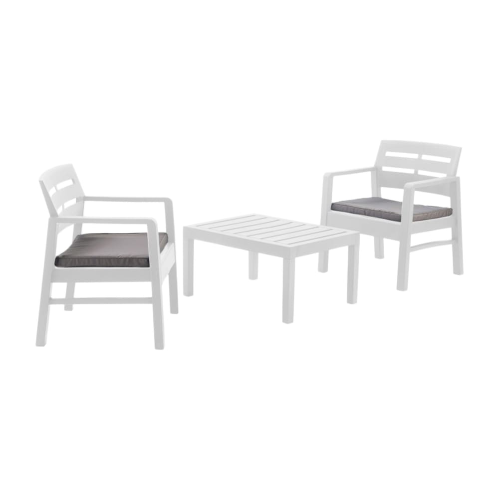 Dmora Set salon d'extérieur blanc 63x58 cm style contemporain - Pp - Polypropylène