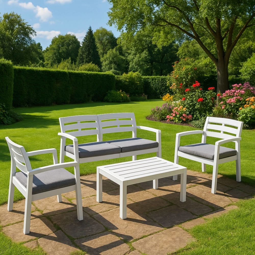 Set salon d'extérieur blanc 63x58 cm - Maisons du Monde