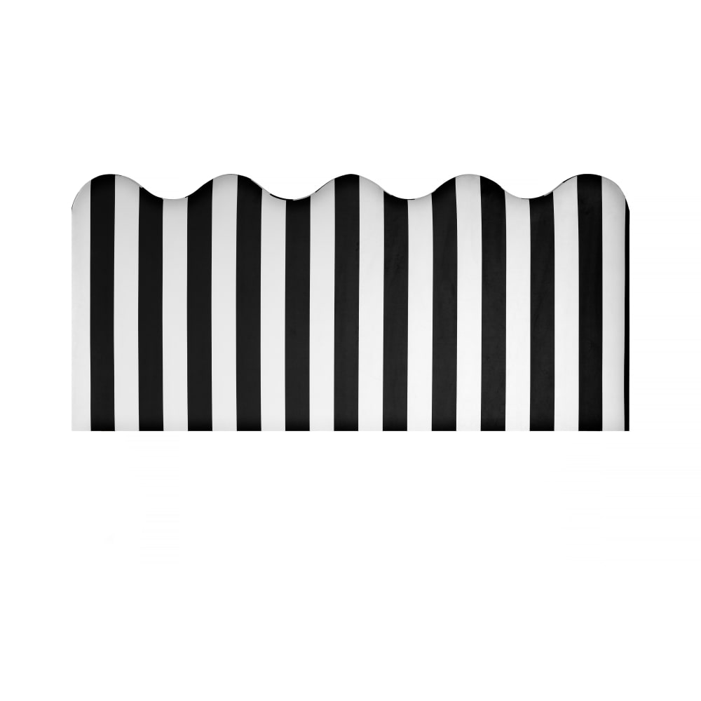 Tête de lit forme ondulée à rayures blanches et noires 160x73,5cm