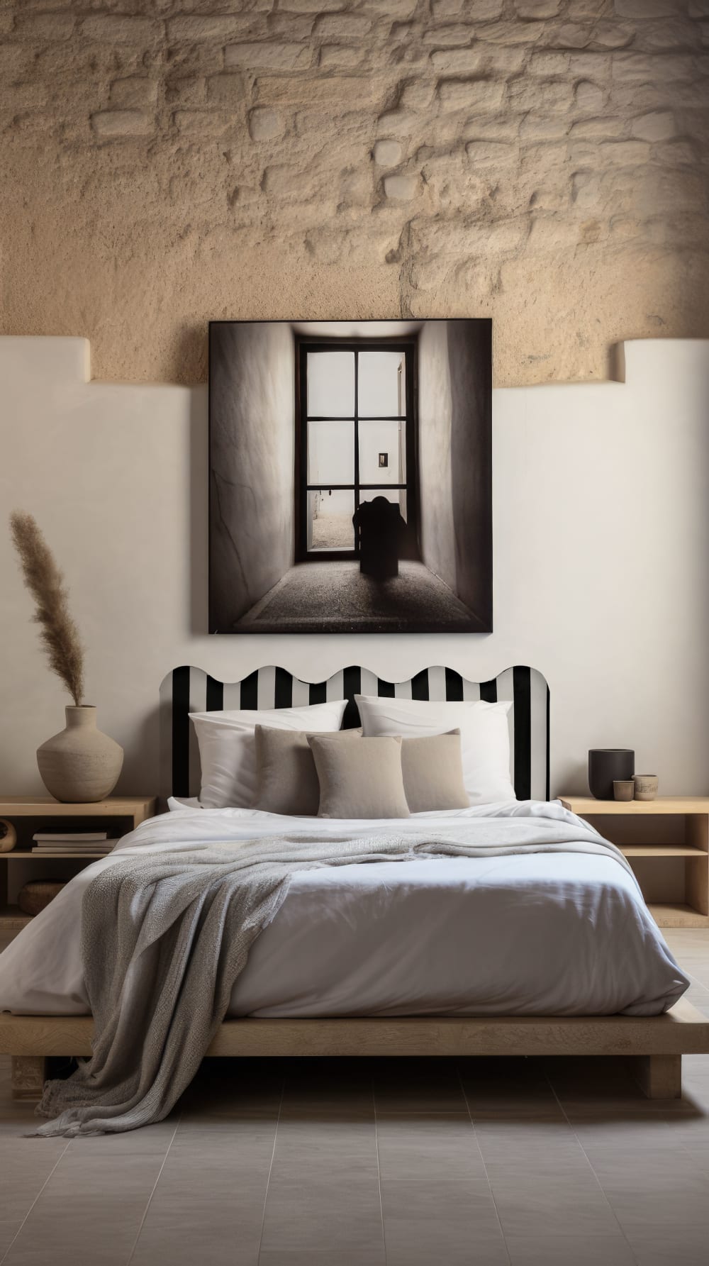 Kopfteil gewellt, weiß/schwarz 160x73,5cm - Maisons Du Monde