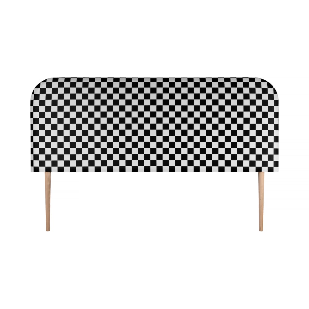 Tête de lit en velours à carreaux blancs et noirs 160x97cm