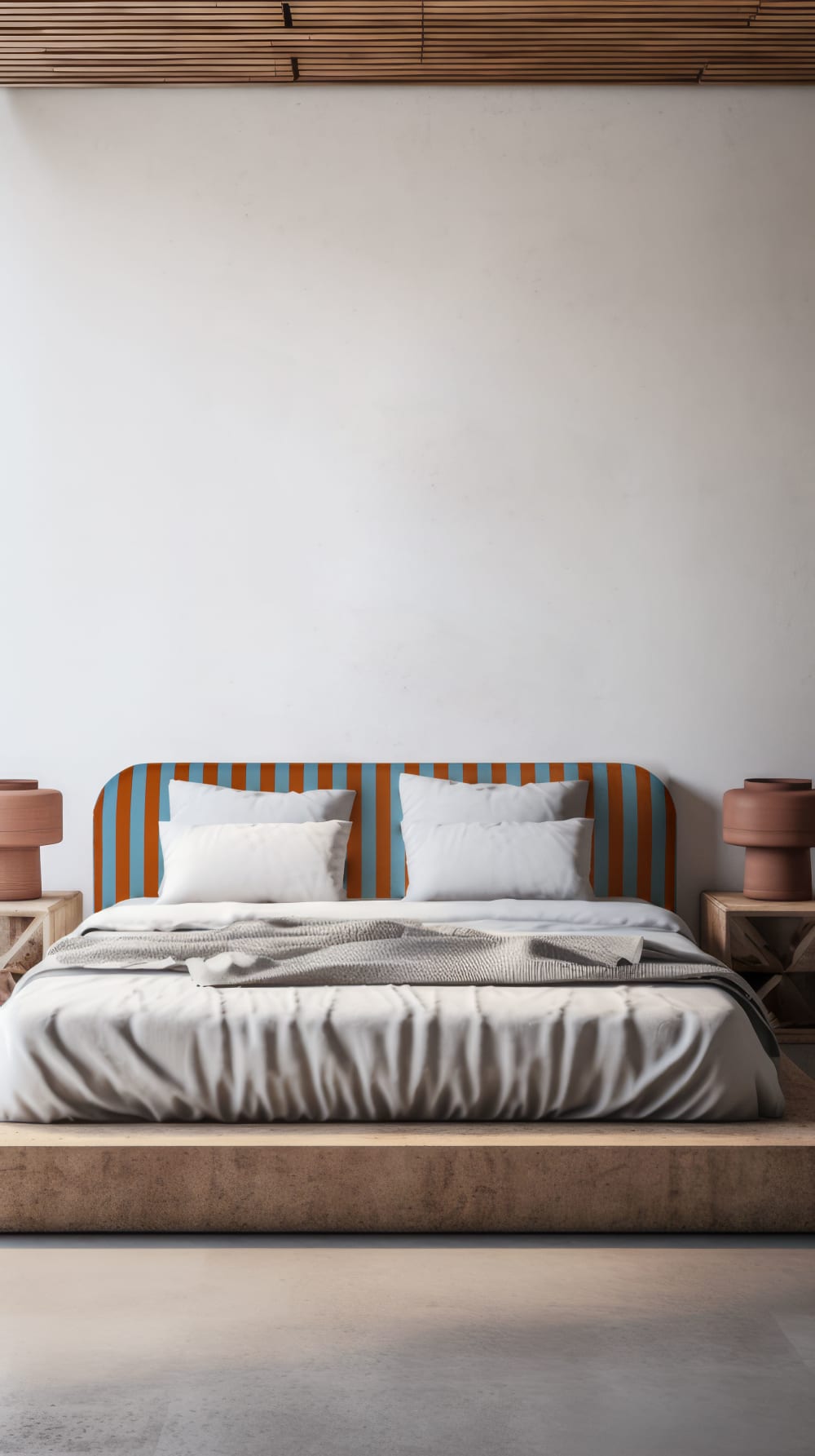 Kopfteil Samt, blau/orange 160x97cm - Maisons Du Monde