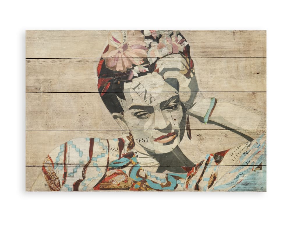 Surdic Dekoratives Holzpaneel 60x40 Frida-Collage Mehrfarbig Holz