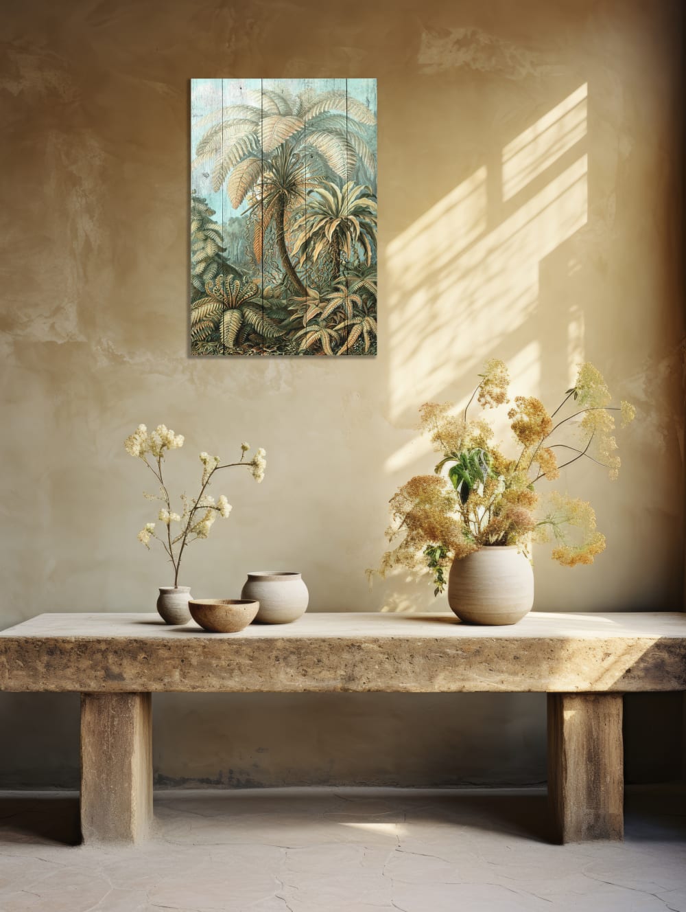 Panneau décoratif en bois 60x40 Palmier vintage - Maisons du Monde