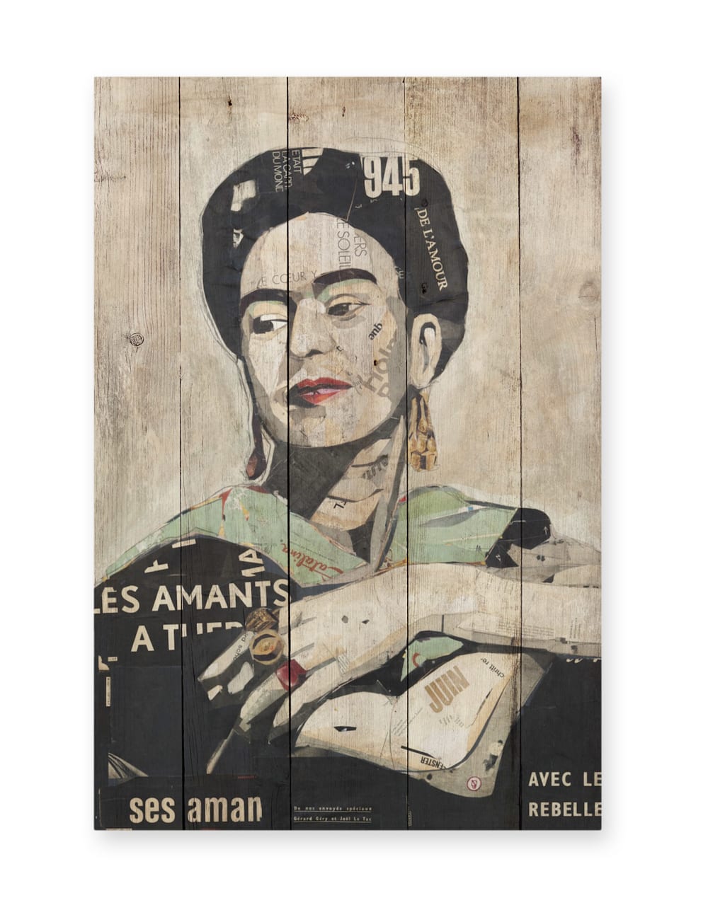 Surdic Panneau décoratif en bois 60x40 Frida les Amants Multicolore
