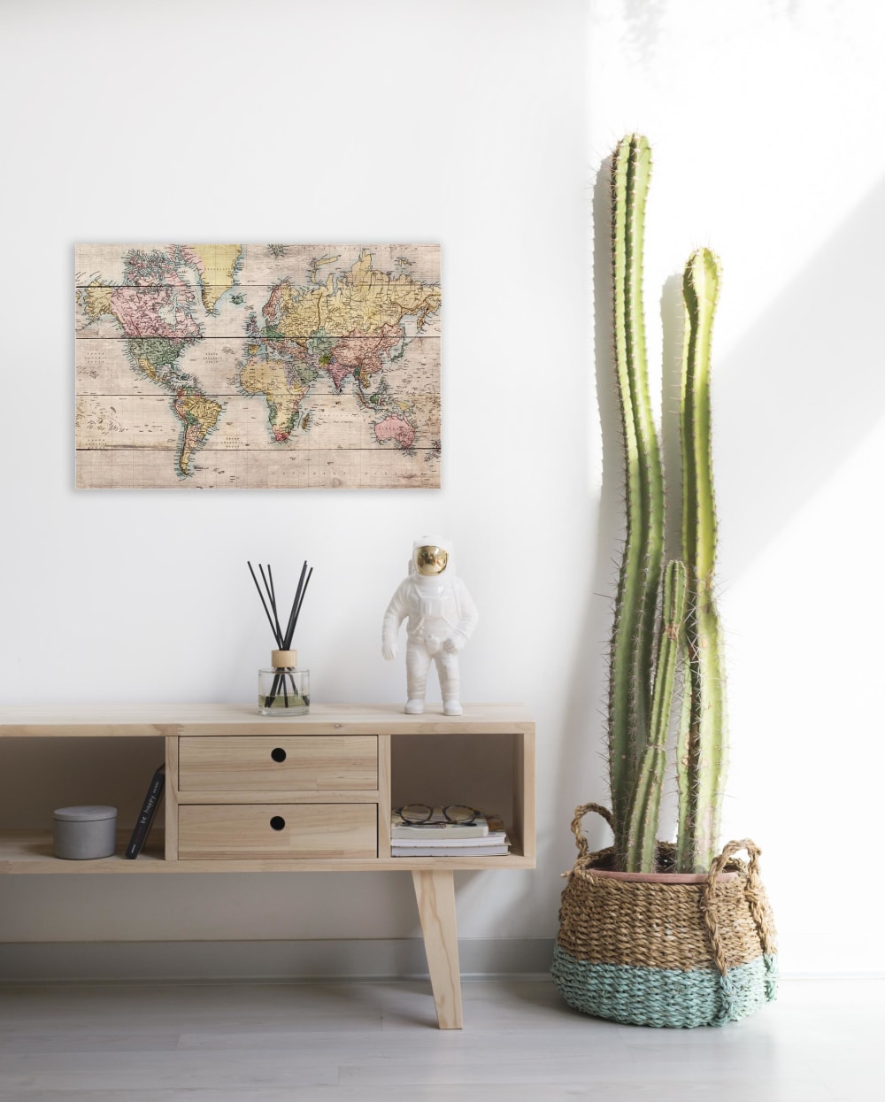 Panneau décoratif en bois 60x40 Carte du monde - Maisons du Monde