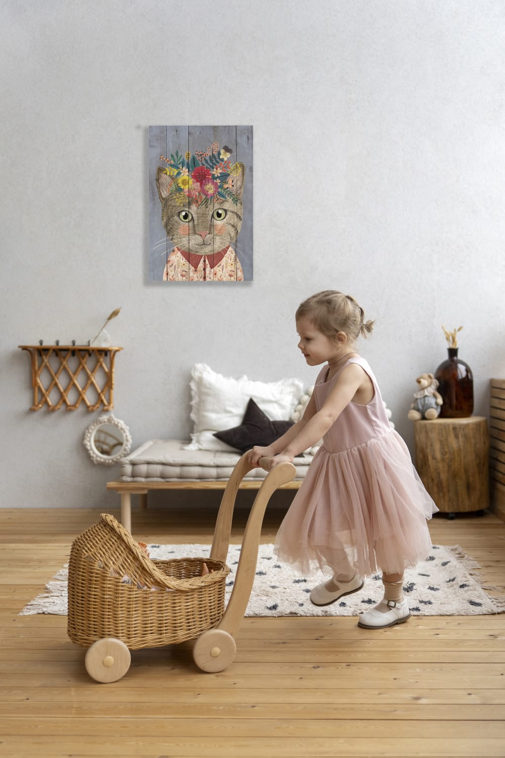Panneau décoratif en bois 60x40 Chat Floral - Maisons du Monde