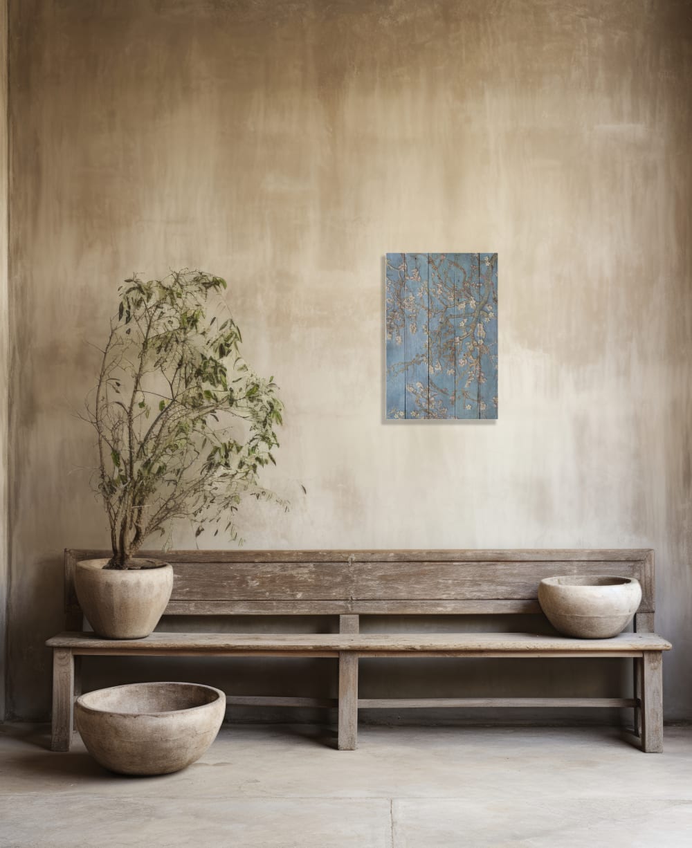 Panneau décoratif en bois 60x40 Amandier bleu - Maisons du Monde