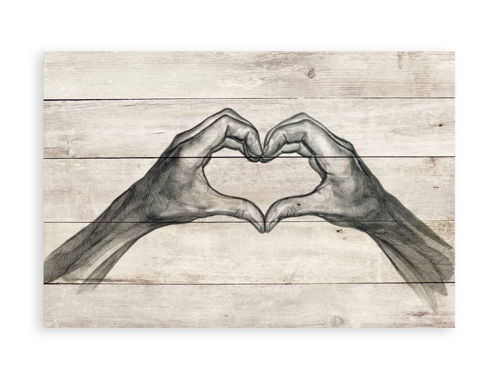 Surdic Panneau décoratif en bois 60x40 Mains d'amour Multicolore