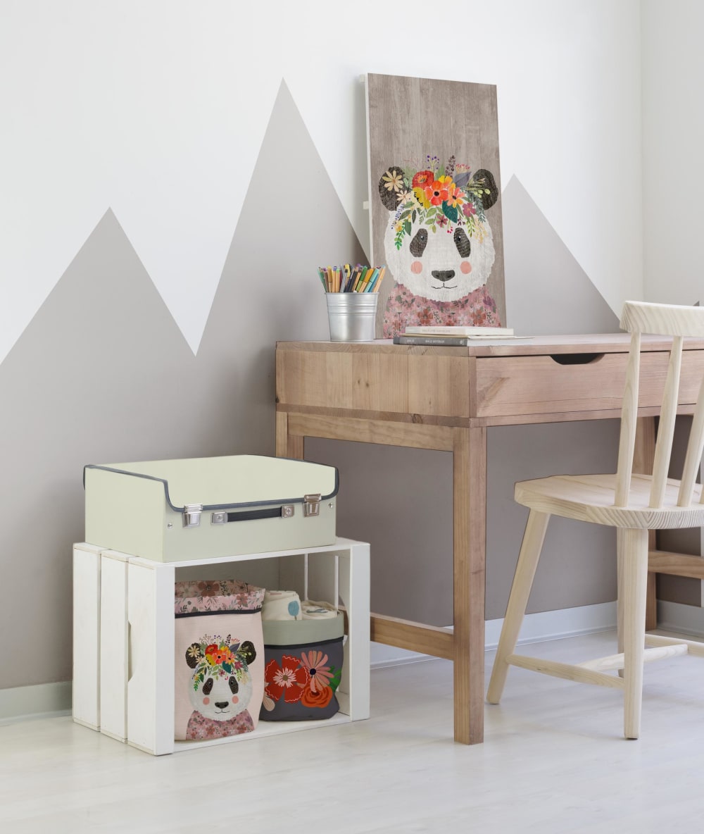 Panneau décoratif en bois 60x40 Panda Floral - Maisons du Monde