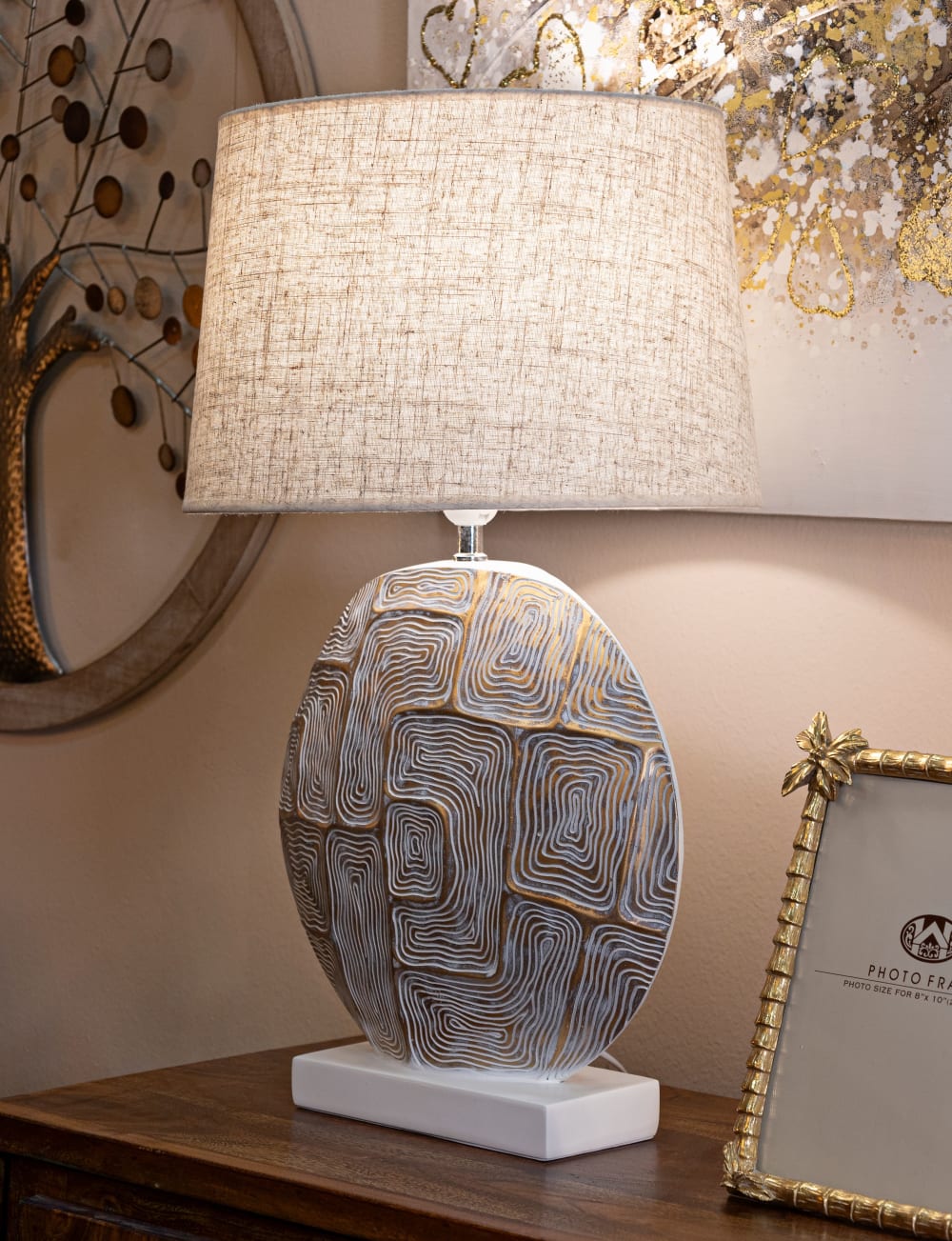 Lampe de table en résine dorée ø 38x64 cm — vue 3