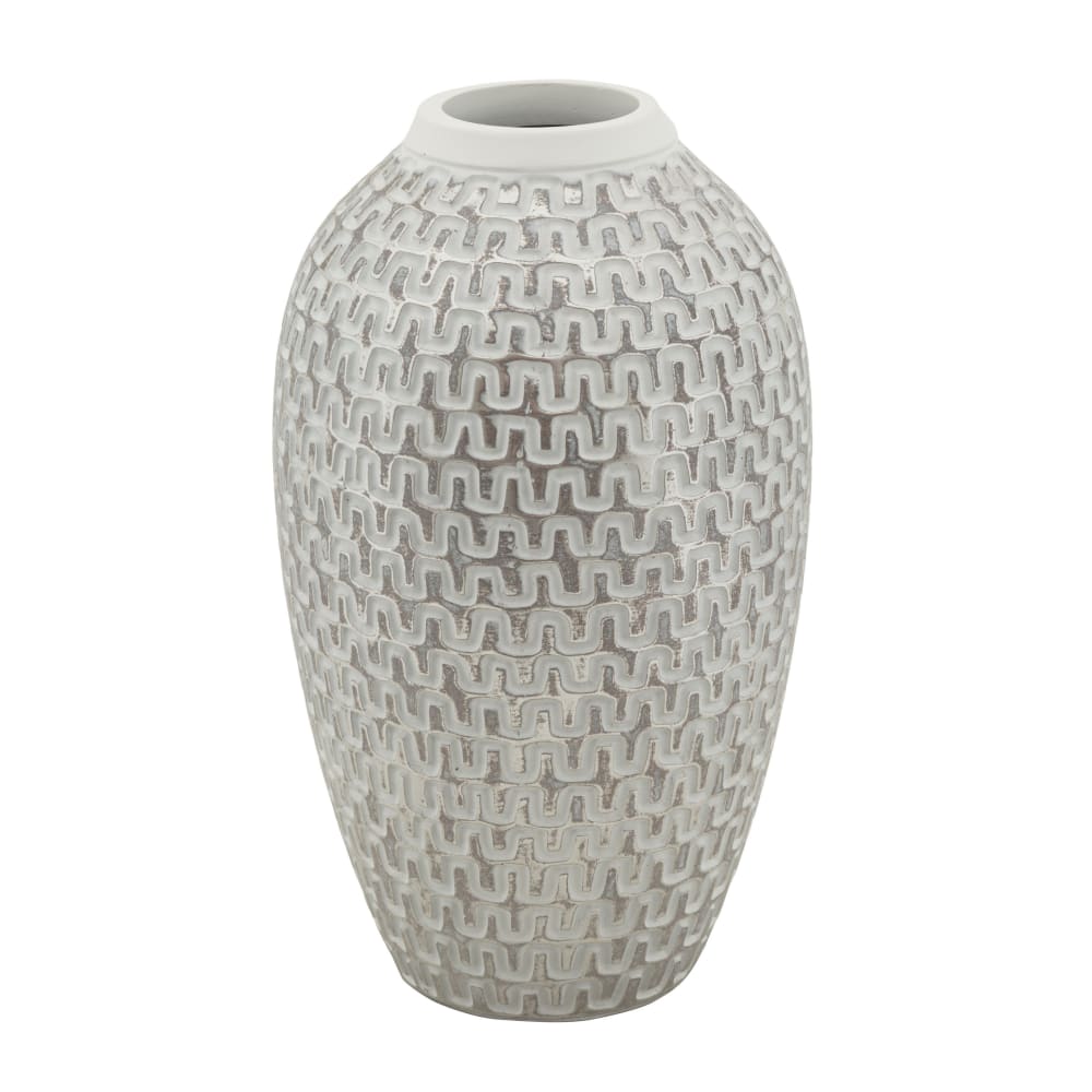 Vase en résine grise avec décors géométriques Ø 19,5x34 cm