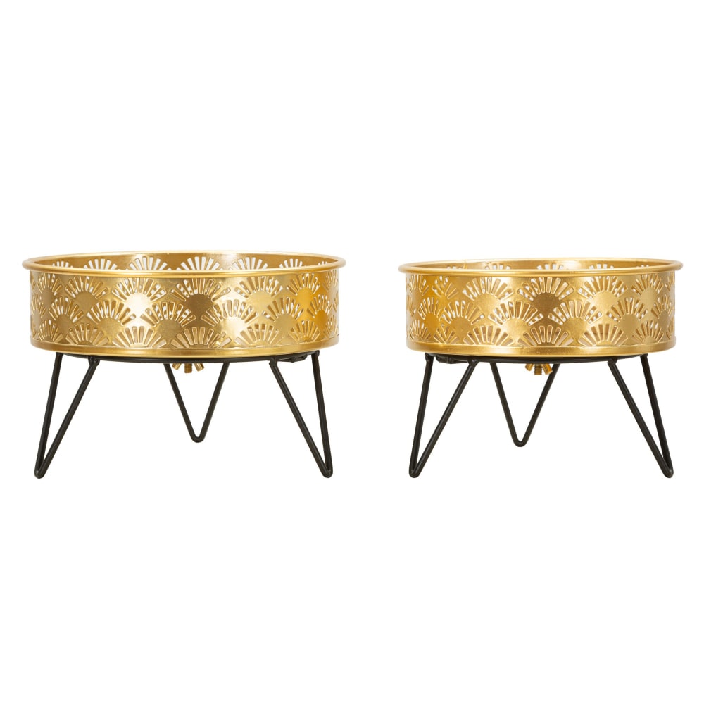 Lot de 2 porte-vases en métal doré Ø cm 20,5x13-18x13