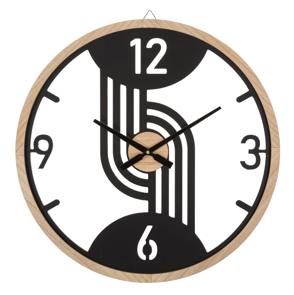 Horloge murale ronde en métal et bois brun ø 60x2,5 cm