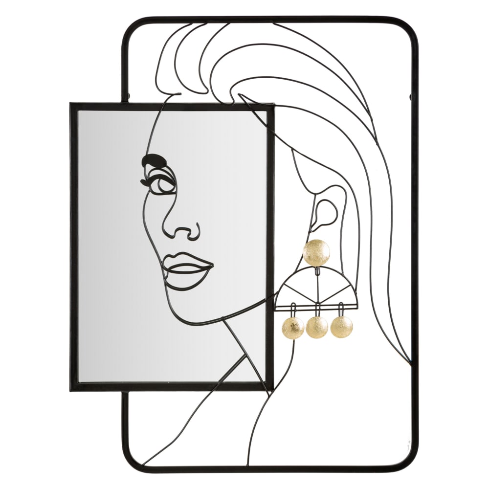 Miroir rond en métal noir fille 64,8x3,8x85 cm