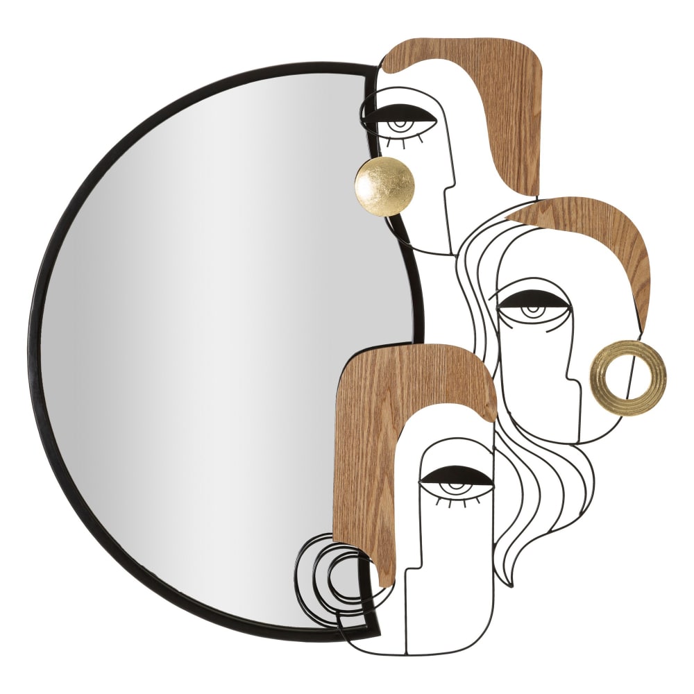 Miroir mural rond en métal multicolore faces Ø 83x5x80 cm