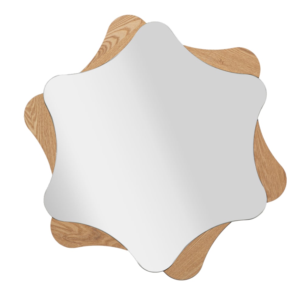 Brauner, sternförmiger Wandspiegel aus Holz, Ø 80 x 1 cm -