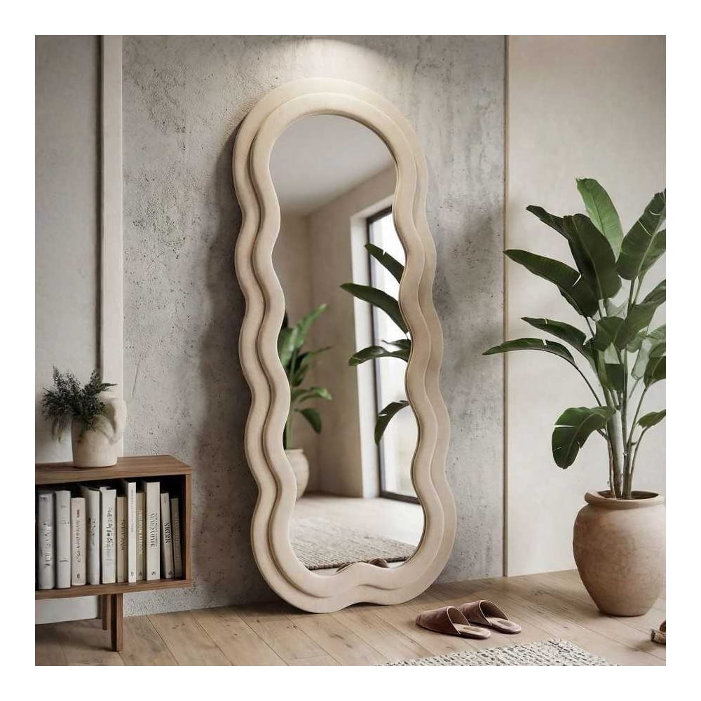 Beigefarbener Samt-Wandspiegel 60x4x160 cm - Maisons Du Monde