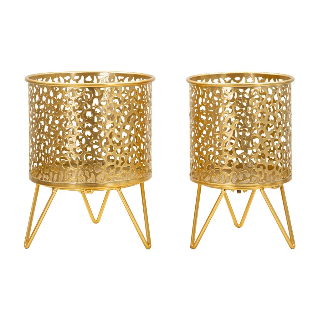 Lot de 2 porte-vases en métal doré Ø cm 16X20-13X20
