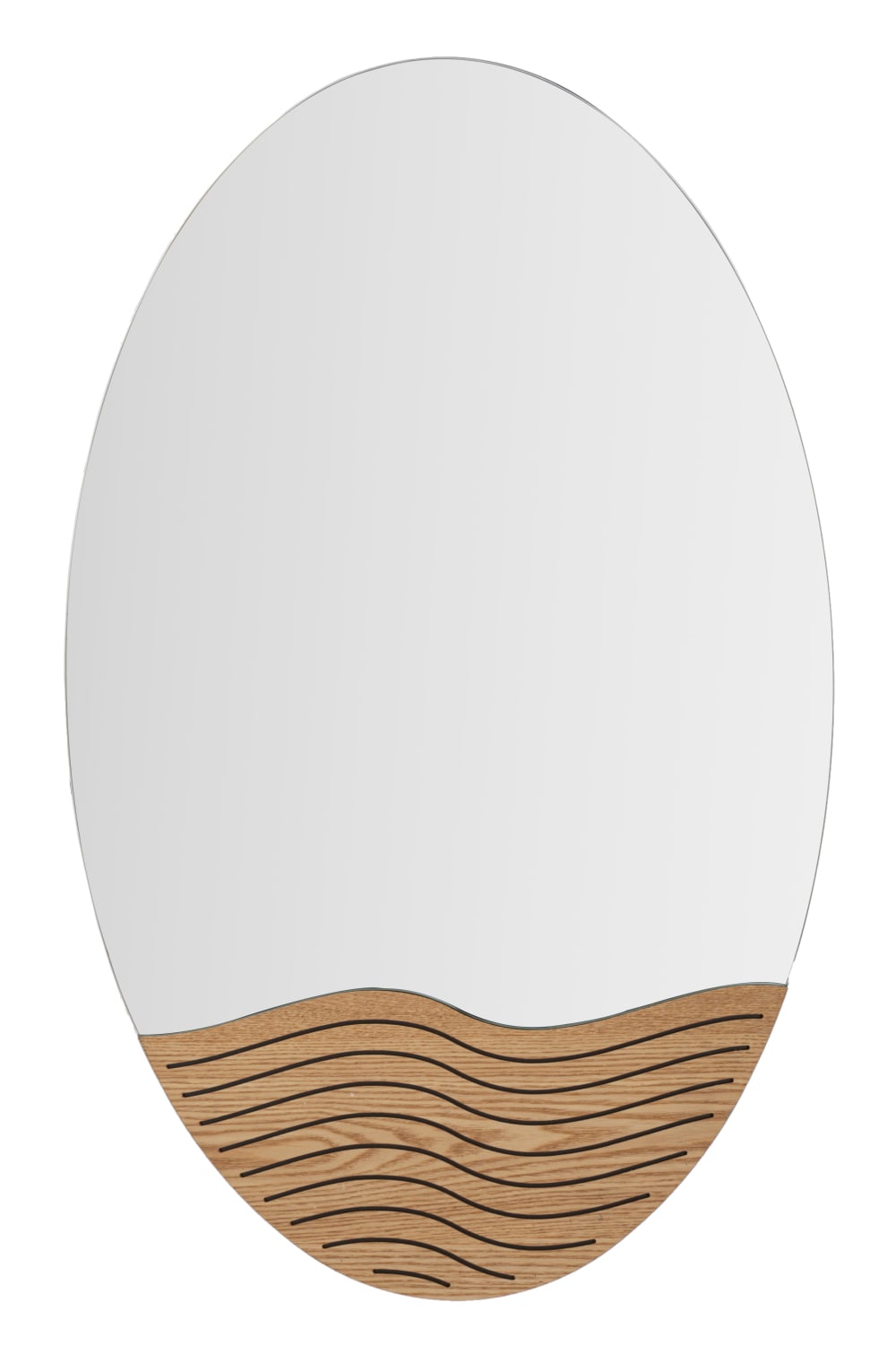 Miroir mural rond en bois marron avec vagues ø cm 50x1,5x80