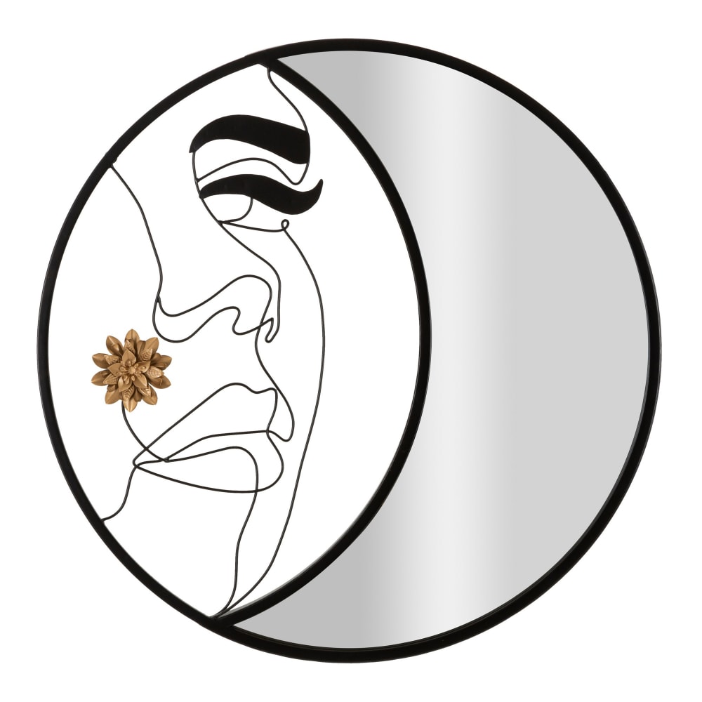 Miroir mural rond en métal noir Ø 80x3,8 cm