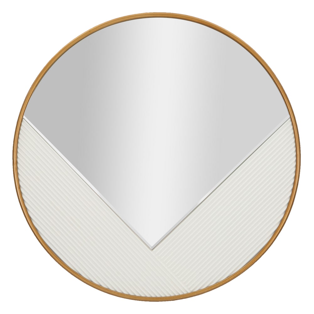 Miroir mural rond en bois blanc sculpté Ø 80x4 cm