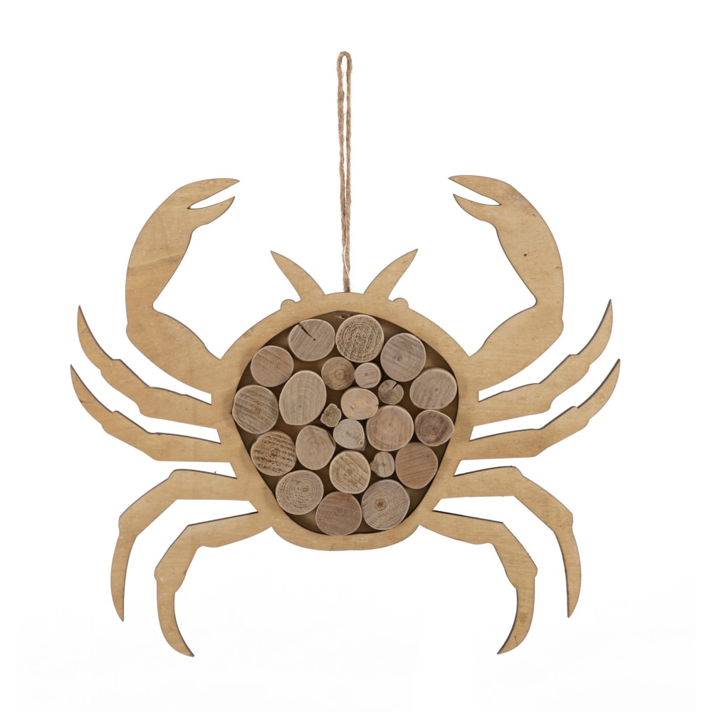 Crabe suspendu en bois brun 35x2x31 cm