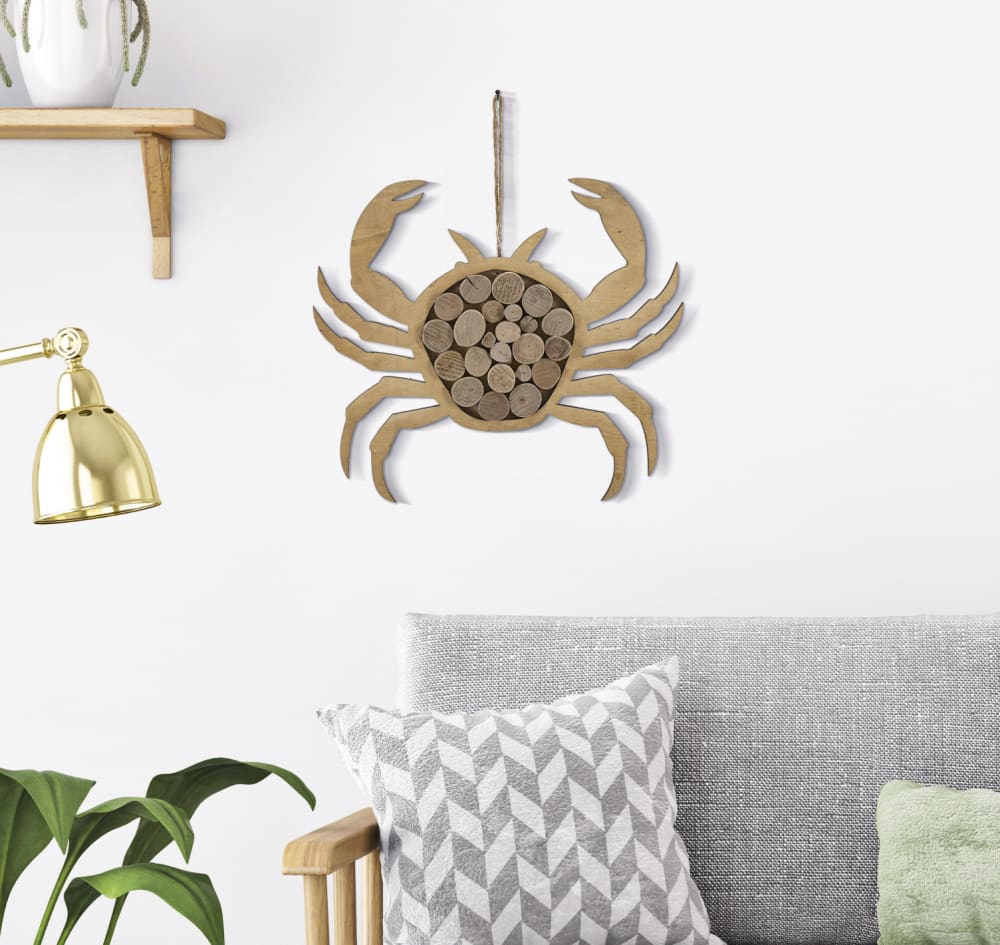 Crabe suspendu en bois brun 35x2x31 cm — vue 3