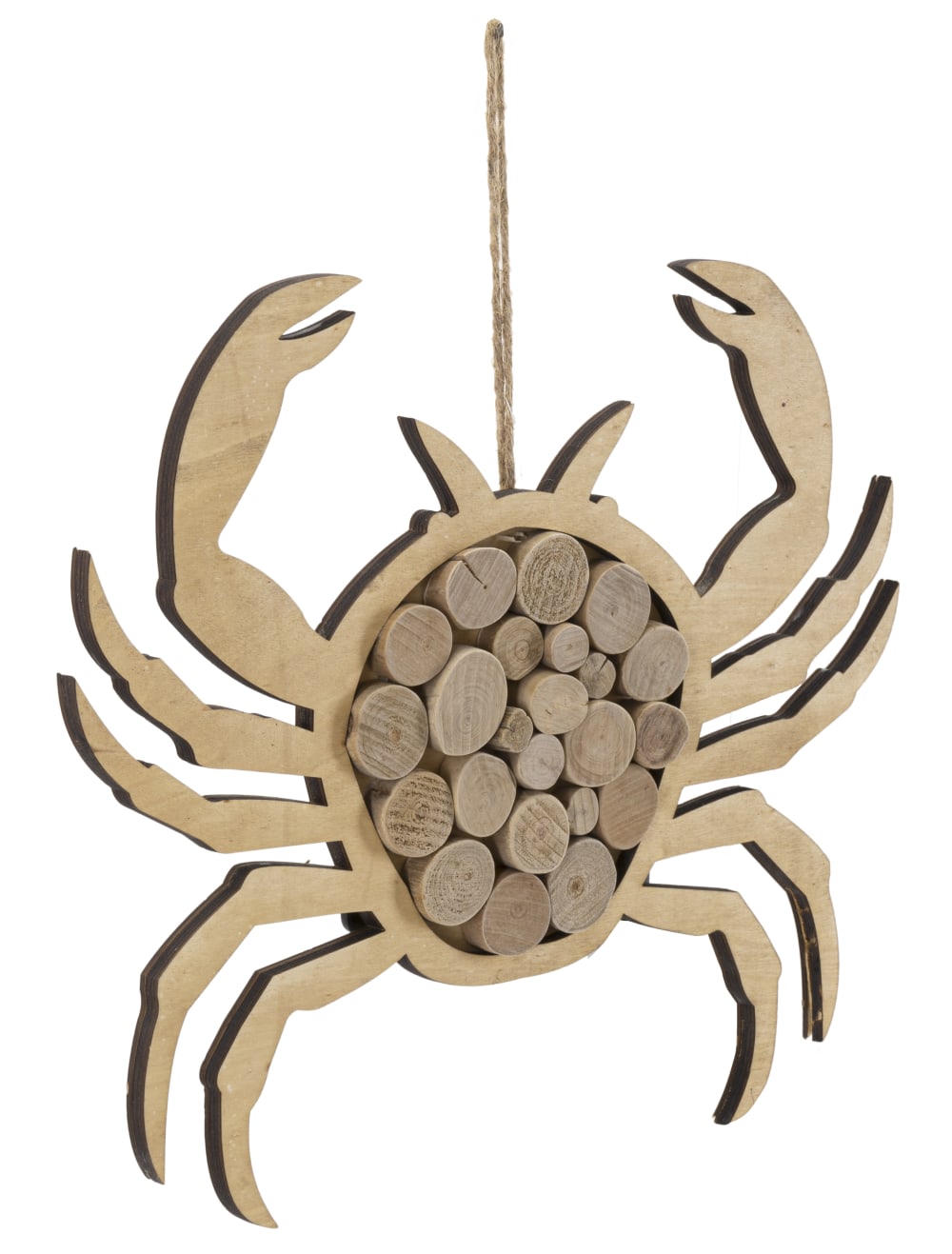 Crabe suspendu en bois brun 35x2x31 cm — vue 4